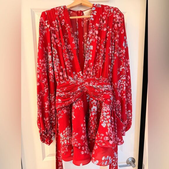 NWOT BRONX AND BANCO BEDOUIN MINI DRESS Elegant Red Floral - Picture 6 of 15